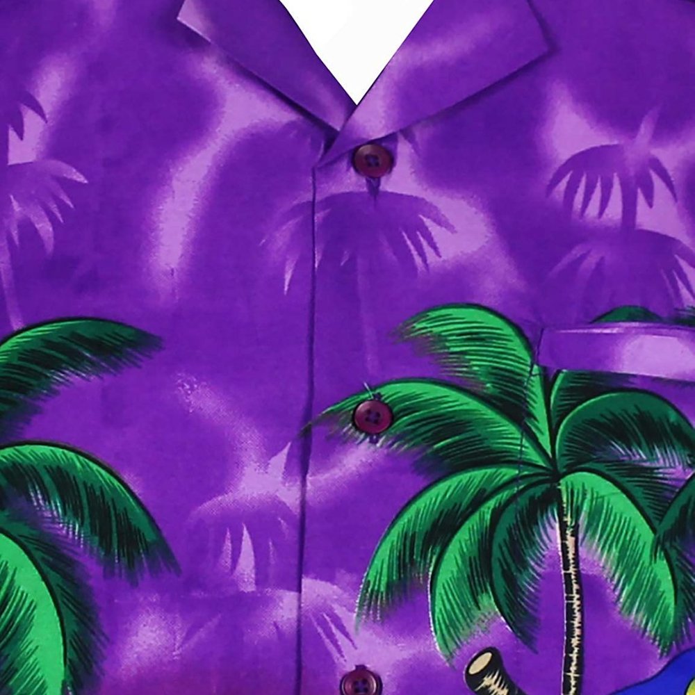 Men Funky Hawaiian Print Polo Shirt Short … - Picture 5 of 5